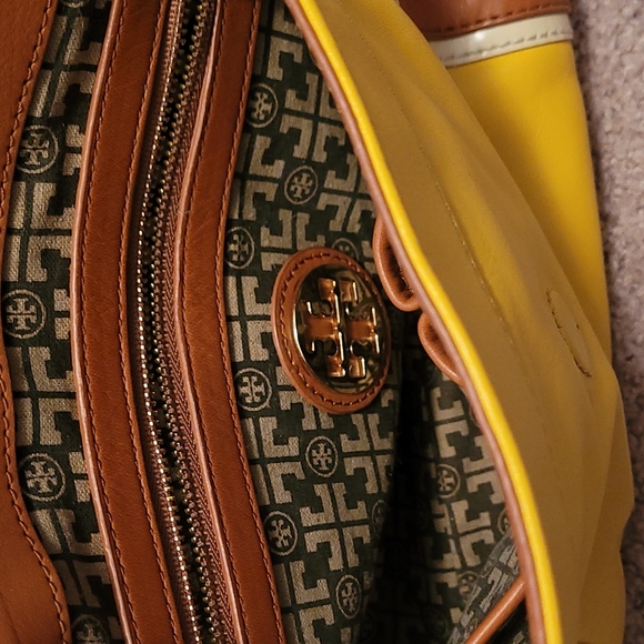 Authentic Tory Burch yellow/tan Jill satchel - Picture 7 of 8